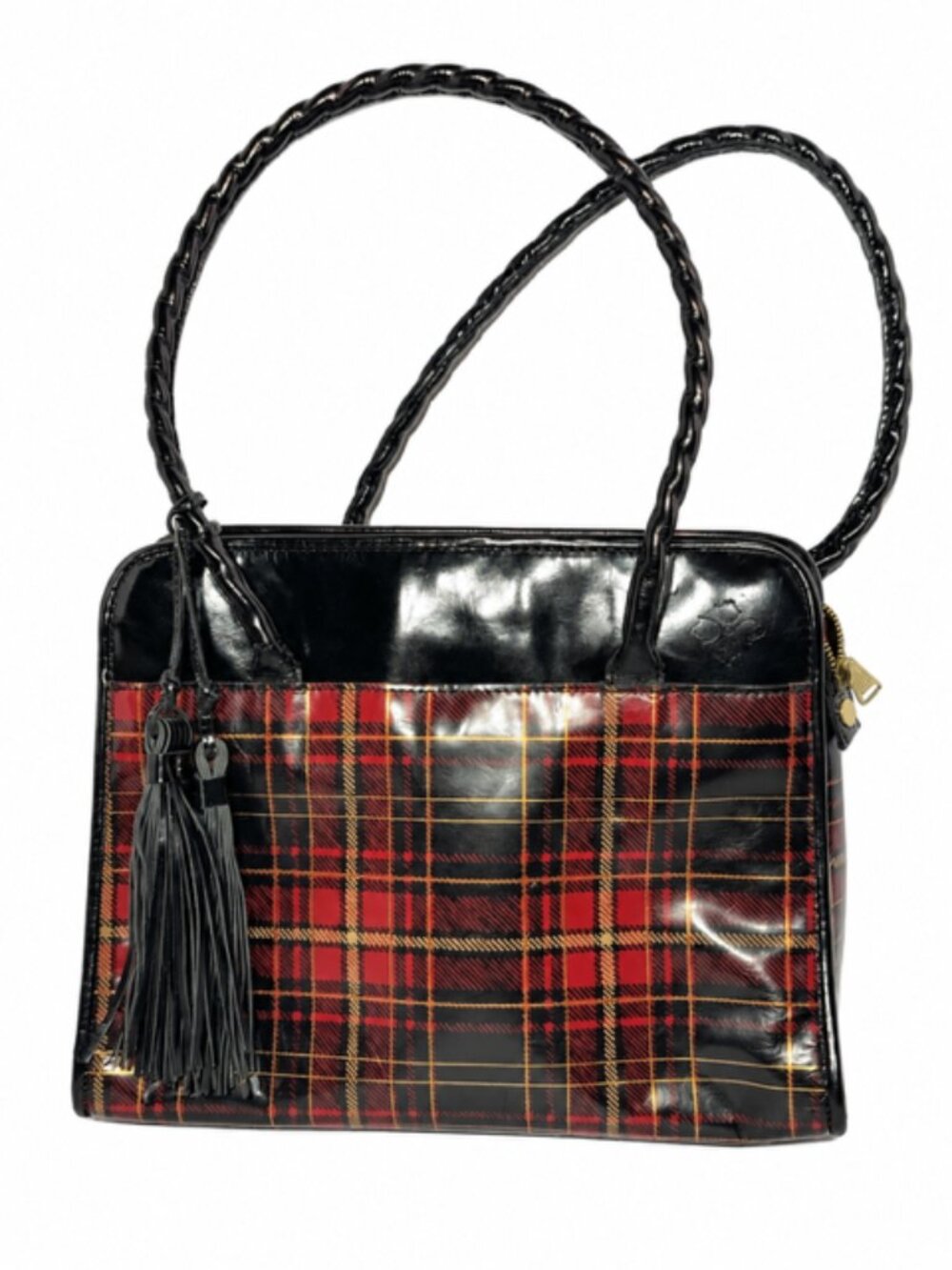 Patricia Nash Retro Tartan Plaid Satchel Handbag & Coin Purse 2 Piece Set Tassel